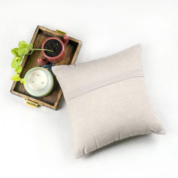 Gray Geometric Embroidered Cushion Cover