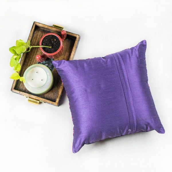 Purple Embroidered Cushion Cover