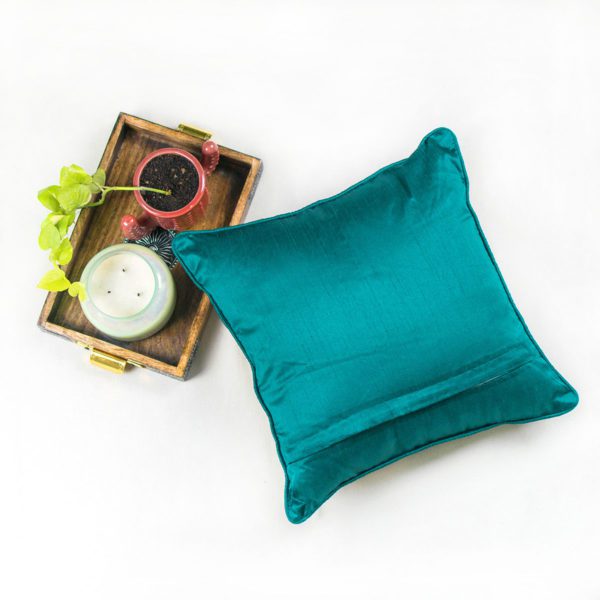 Teal Green Printed Cushion Cover