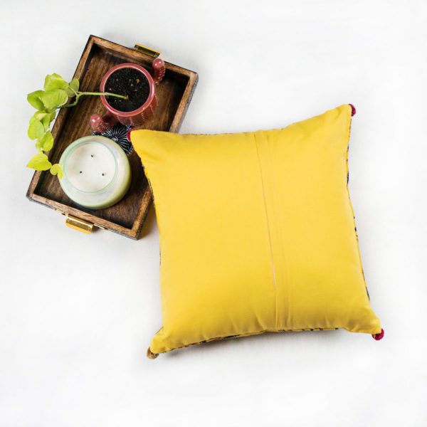 Yellow Leaf Embroidery Cushion Cover