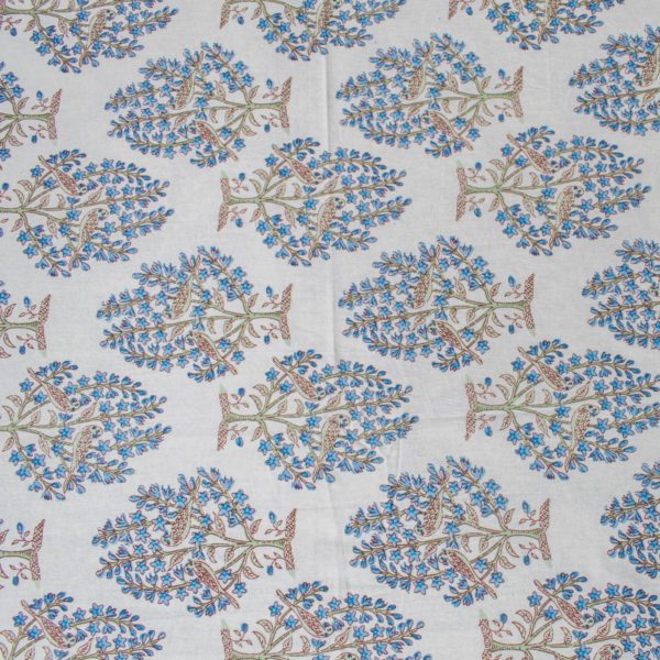 Tree Of Life Blue Ajrakh Handblocked Double Bedsheet