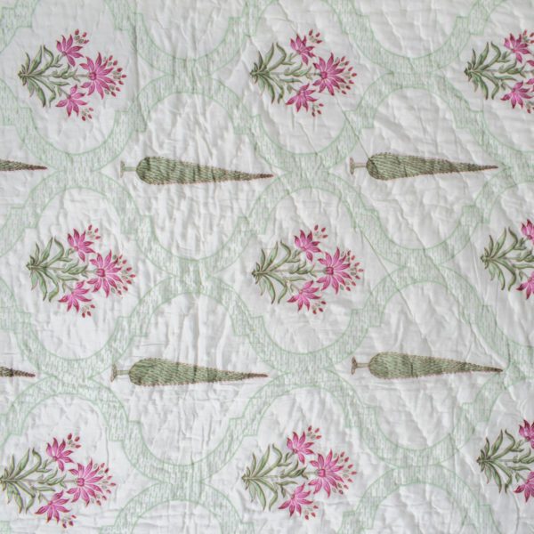 Reversible Floral Valley Jaal Hand Blocked Quilt