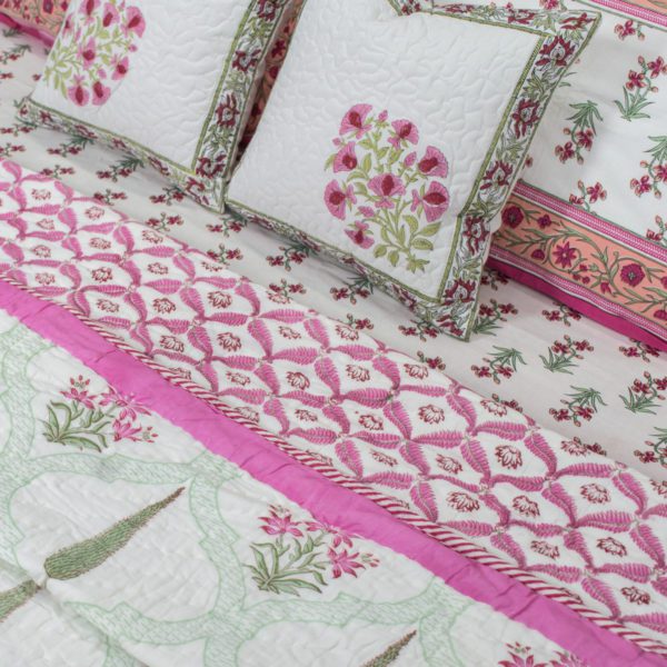 Reversible Floral Valley Jaal Hand Blocked Quilt