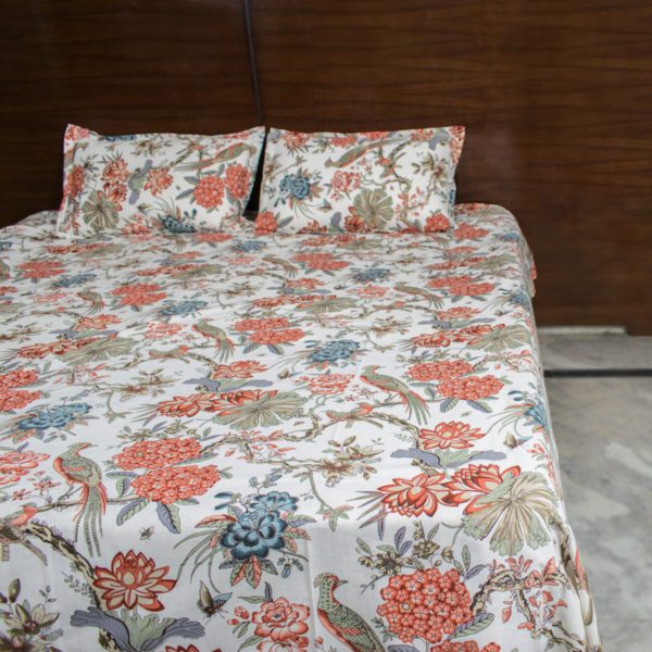 Anokhi Sanganeri Floral Block Print Bedsheet