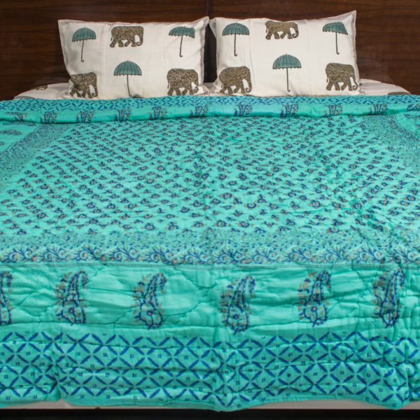 Green Queen Mulmul Jaipuri Quilt