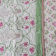 Reversible Green and Pink Cypress Bouquet Hand Block Printed Quilt