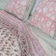 Pink and Gold Foil Hand Blocked Double Bed Quilt