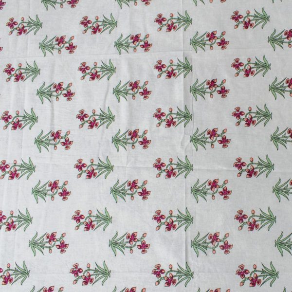 Cypress and Flower Motif Hand Blocked Double Bedsheet