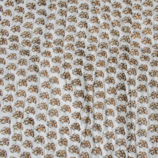 Brown and Gold Foil Double Bed Hand Blocked Quilt