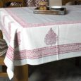 Green Lotus Flower Canvas 6 Seater Table Cloth