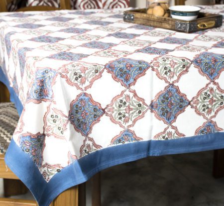 Indian Floral Jaal Canvas 6 Seater Table Cloth