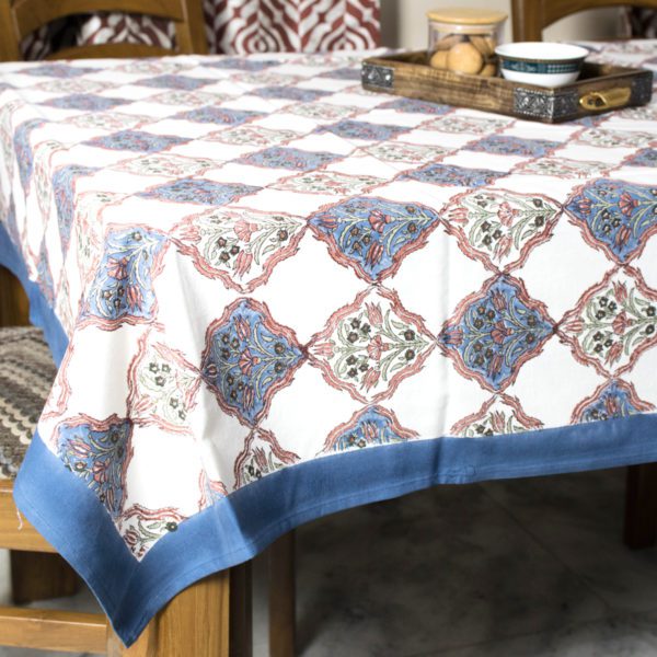 Indian Floral Jaal Canvas 6 Seater Table Cloth