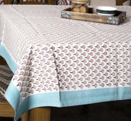 Pink Bouquet Canvas 6 Seater Table Cloth