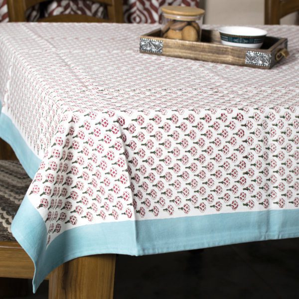 Pink Bouquet Canvas 6 Seater Table Cloth