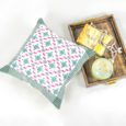 Green Tulip Hand Block Cushion Cover