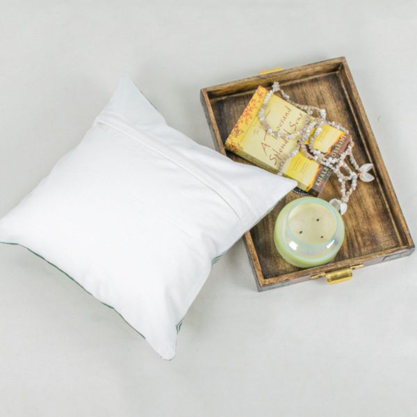 Green Tulip Hand Block Cushion Cover